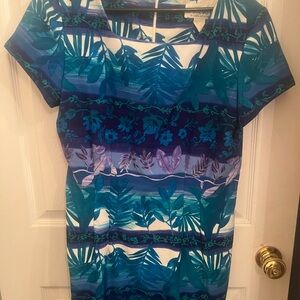 J. Stevens Green and Blue Sheath Dress Tropical size 14